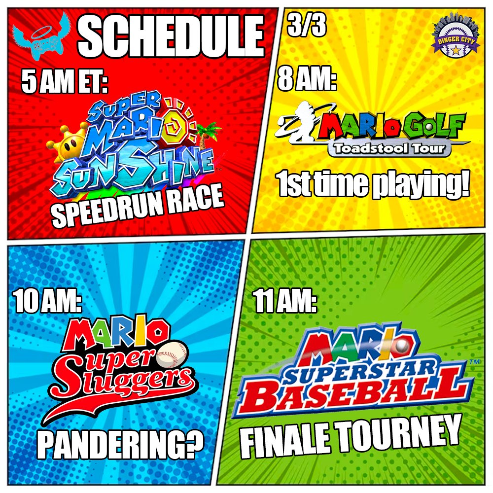 DingerCityMSSB's tweet photo. Our schedule for @ExtraLife4Kids GAME DAY! We have so much fun planned for Game Day. We hope you'll join us in raising money for Extra Life to save and improve the lives of as many children as possible! Beginning November 4th @ 3 PM ET! (schedule subject to change) https://t.co/zCYB3LZVgp