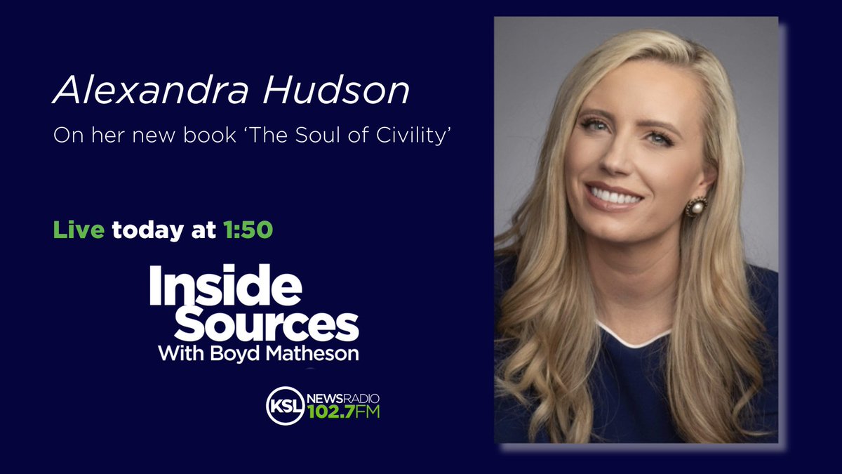 kslnewsradio's tweet image. Join us at 1:50 for our interview with Alexandra Hudson. Her idea of what constitutes true civility might surprise you!    @LexiOHudson  #thesoulofcivility #civility #insidesources #kslnewsradio
Listen 👇
tuner.bonneville.com/live/KSL-AM
