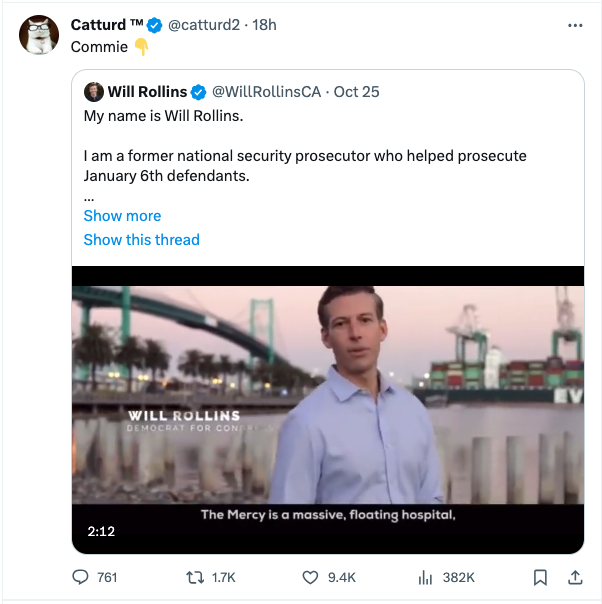 briantylercohen's tweet photo. Rightwing media got its marching orders to attack @WillRollinsCA, knowing that he's poised to unseat Republican Ken Calvert in CA-41. GOP mouthpieces want to make him famous, so let's help them by supporting Will here and sending him to Congress in 2024: https://t.co/2VX2I3whEn https://t.co/EgxuGDhWTD