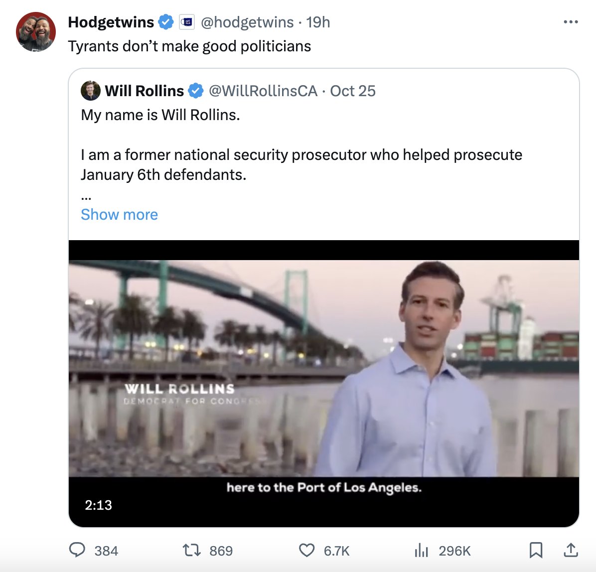 briantylercohen's tweet photo. Rightwing media got its marching orders to attack @WillRollinsCA, knowing that he's poised to unseat Republican Ken Calvert in CA-41. GOP mouthpieces want to make him famous, so let's help them by supporting Will here and sending him to Congress in 2024: https://t.co/2VX2I3whEn https://t.co/EgxuGDhWTD