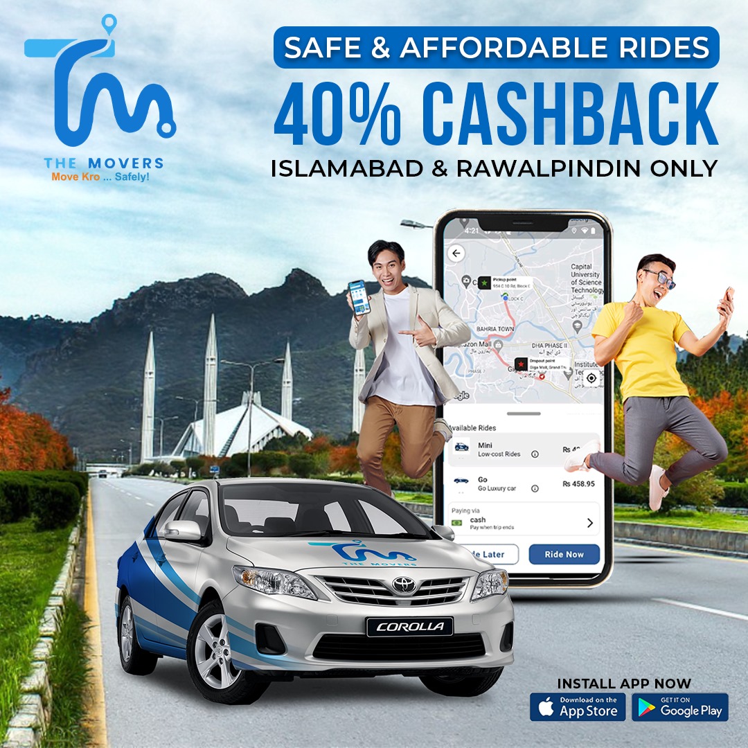 themoverscabpk's tweet photo. Experience the ultimate in convenience and affordability when you choose The Movers Cab for your trips in Islamabad &amp; Rawalpindi. Plus, enjoy a fantastic 40% cashback on your first 5 rides!

#TheMoversCab #RideInStyle #CashbackOffer https://t.co/c1R1pjAeG1
