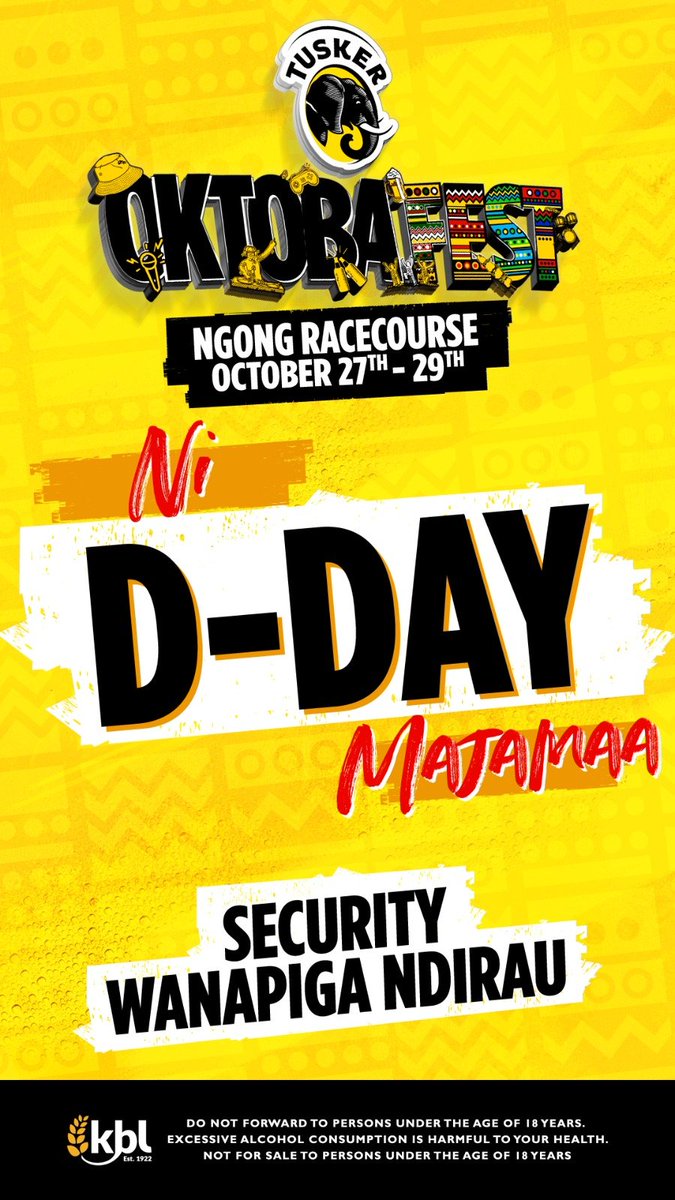 WamathaiTelvin's tweet photo. Wadau,tunaishia #TuskerOktobaFest right?Don't miss the amazing experience. They will be tight security at the event..tickets are available at the gate @adyee254 @_TheBenn @empiremike_ don't miss #ThisIsHowweDo beer and music festivals in EA #OktobafestEastAfrica @TuskerLager https://t.co/eVDFdB7Y8c