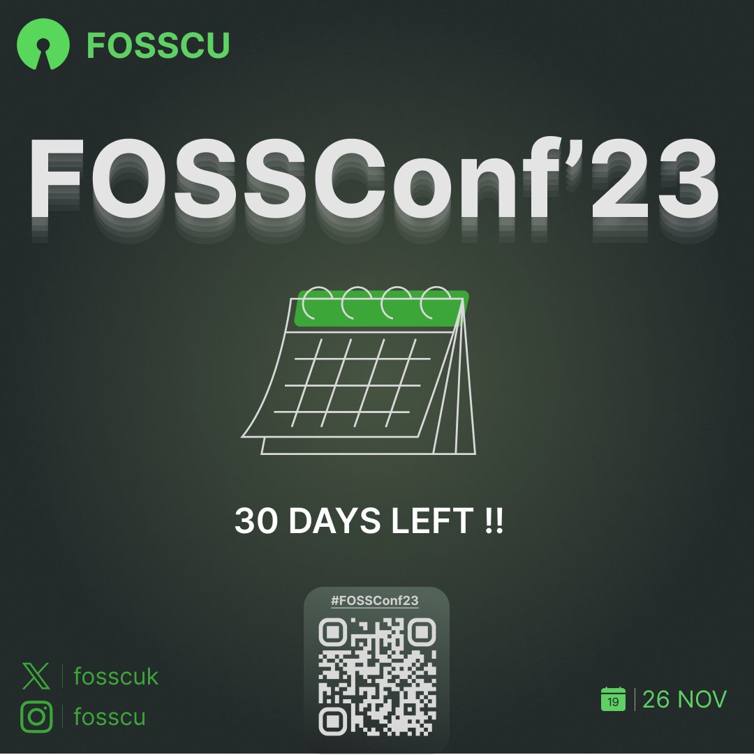 fosscuk's tweet photo. #FOSSConf23 is right around the corner—just a month away! 

Can you feel the excitement building up? Don't miss out—secure your seat ASAP!

https://t.co/pDucbOlThL https://t.co/nhYRQTDqBn