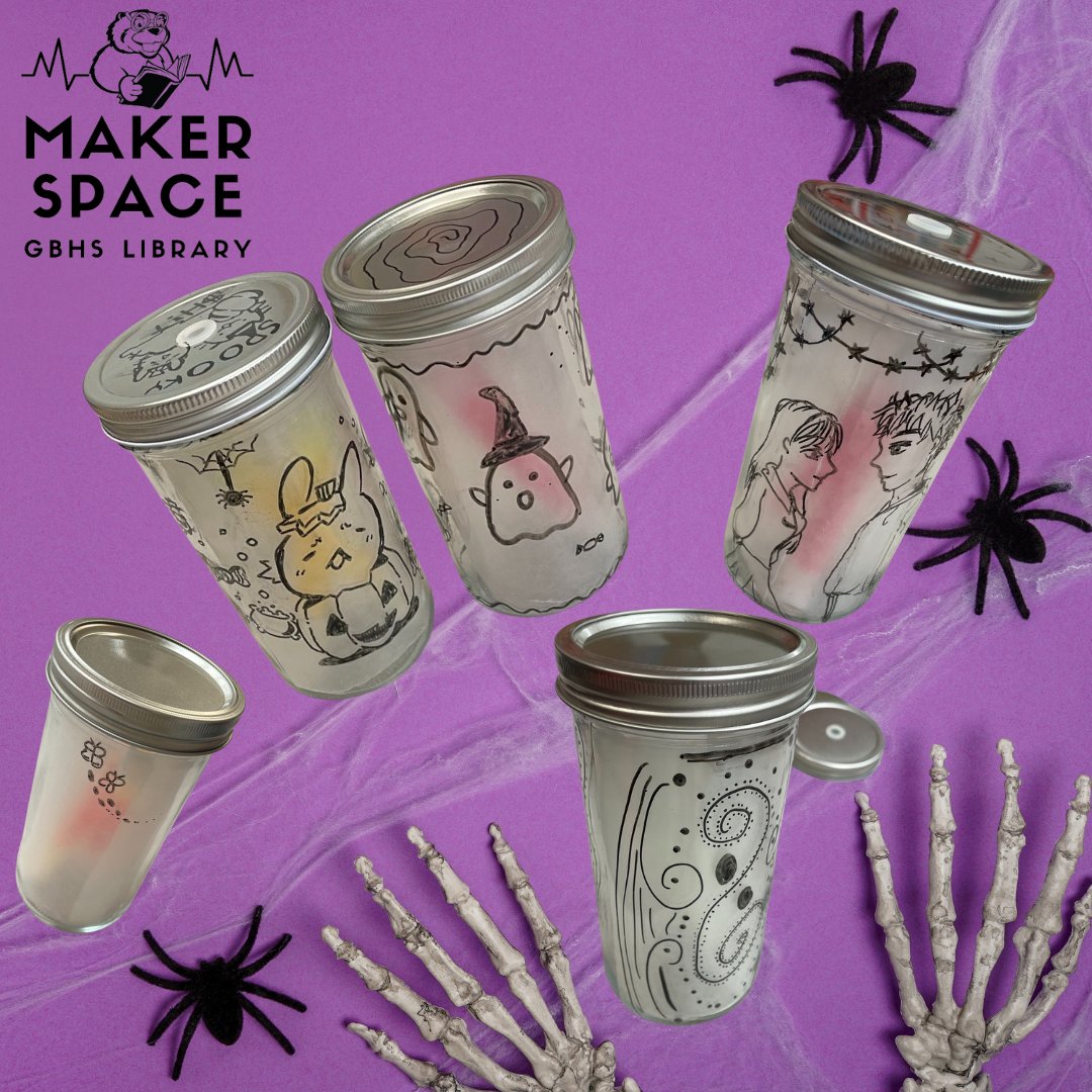 Check out these awesome glow-in-the-dark jars made by our Makerspace Club this week! Visit the library for a new activity every Thursday during Red Block!