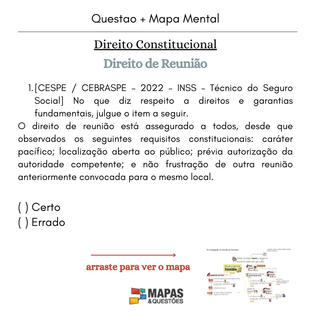 Que matérias vocês gostariam de ver comentadas aqui? 

Mapa retirado do e-book: DCON-Direitos Fundamentais - Individuais, Coletivos, Sociais e Políticos

#mapasequestoes mapasequestoes.com.br
