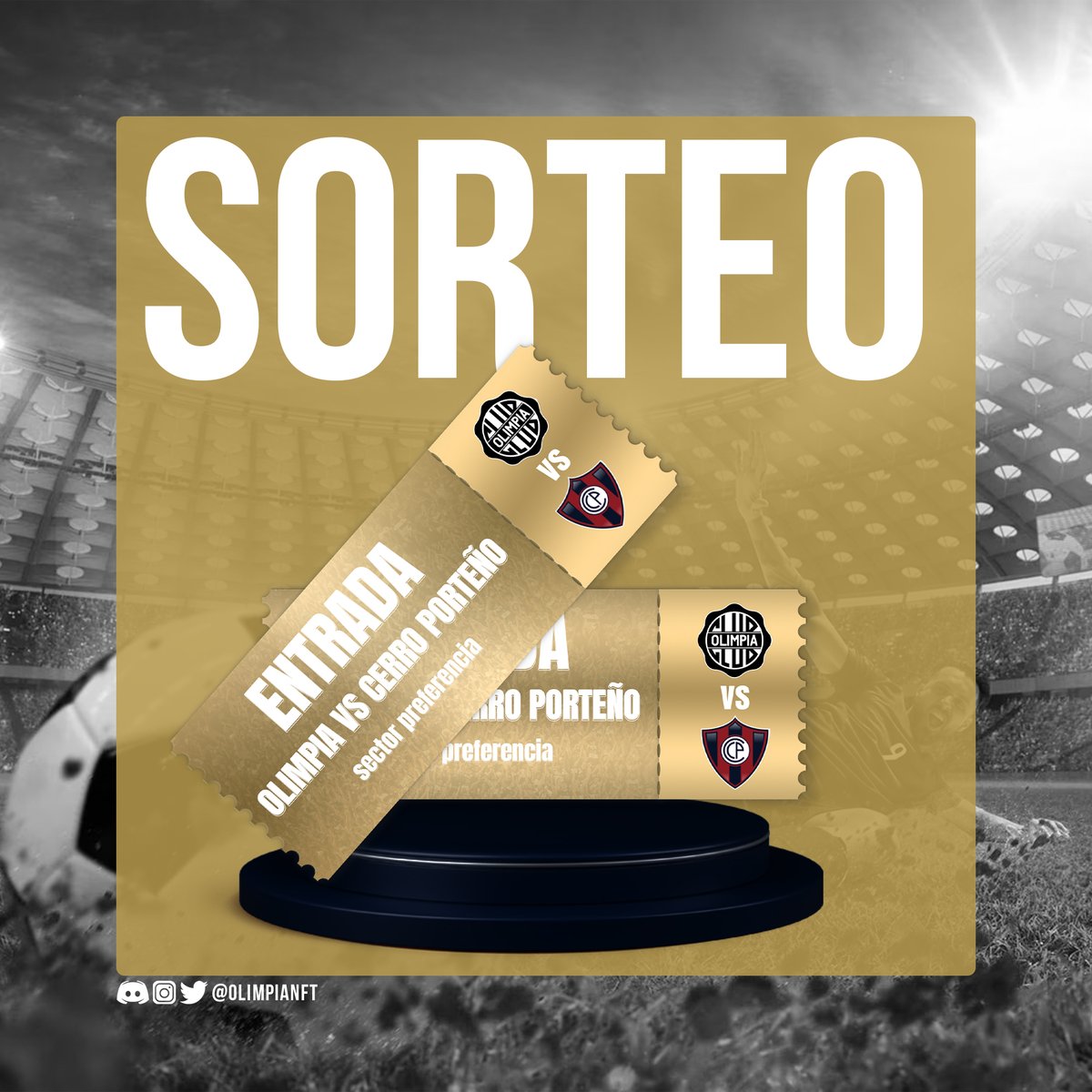 ¡SORTEO! 🤍🖤🤍

Llevate 2 entradas para ver el Súper Clásico!

Para participar:
👑Seguinos
👑Rt y Mg
👑@ a un fanático de corazón del #Olimpia
👑Responde con una foto tuya en la cancha