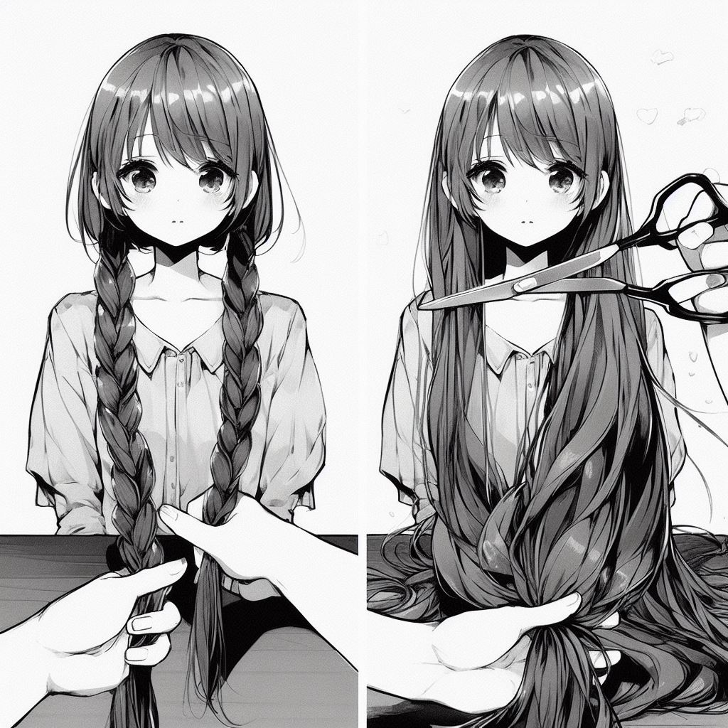Hu_AIHaircut's tweet photo. Unbraid
#BingAI #bingimagecreator
#AnimeArt #animegirl #haircut #AIart #longhair #shorthair #bobbedhair #longtoshorthair #beforeafter #hair #hairstyle #AIgirl #girl https://t.co/Zh5RljWALj