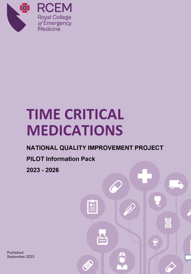 It’s taken nearly 7months but the @RCollEM Time Critical National Quality Improvement Project Information Pack has been finalised and signed off today. Year 1 we are looking at oral levodopa in #Parkinsons and sc insulin in #Diabetes 70 ED’s so far @ParkinsonsEN @DiabetesUK