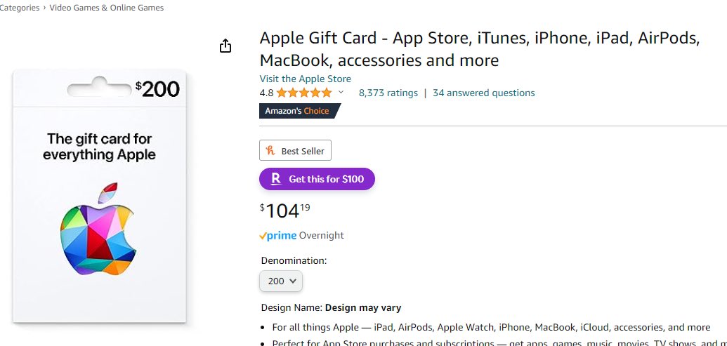 Apple Gift Card - App Store, iTunes, iPhone, iPad, AirPods, MacBook,  accessories and more