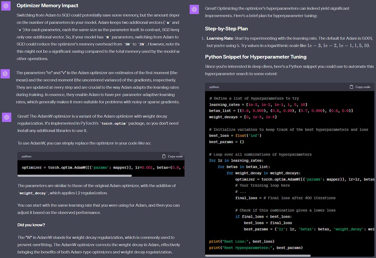 zer0int1's tweet image. The #AI has optimized the #optimizer for the #AI!🙀🤯

That&apos;s crazy. #GPT4 #code #interpreter made #CLIP #gradient #ascent &quot;see&quot; an image in &amp;lt;30s (vs. 90s).

Loss isn&apos;t as good (~ -30 vs. -40) yet, but CLIP is already text-obsessed (text_in_image =&amp;gt; CLIP_predicted_text_token)😂👍
