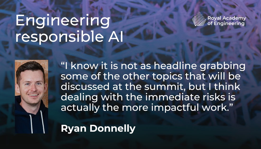 RAEngNews's tweet photo. What outcomes would #AI experts and entrepreneurs like to see from the #AISafetySummit?

Ryan Donnelly of @EnzaiTech asks for a renewed focus on today's risks, and a plan of action for addressing them. Read his full interview: https://t.co/CMWYwH8BQ7 https://t.co/fEvU35Tk8e