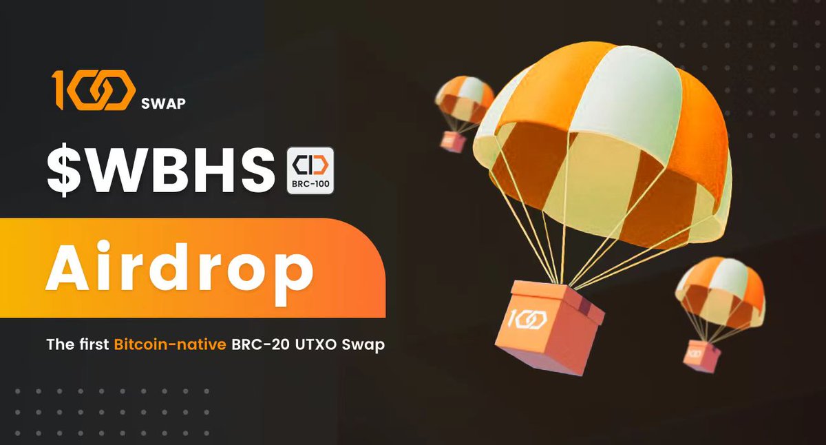 Ten1sion's tweet photo. #100Swap 是第一个 #Bitcoin 原生的BRC-20 UTXO Swap，基于AMM算法，构建在#BRC100 协议上，domo基金会支持，#Ordinals 原生 #DeFi 协议。

🎁抽奖10 $WBHS X 3
✅转发&amp;关注 @100Swap_io, @MikaelBTC
✅加入TG：https://t.co/494p5rwV6P https://t.co/YAXHB2Y02i