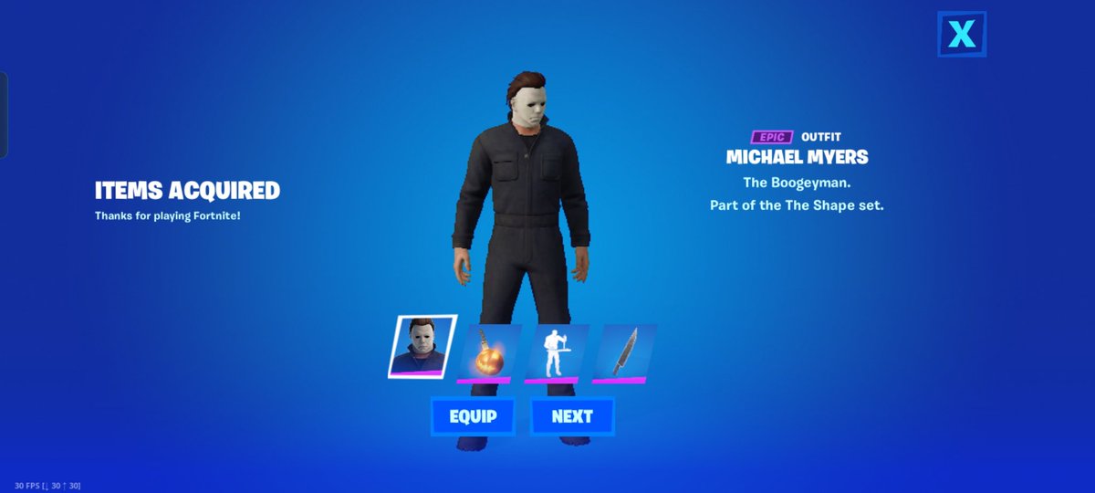 vDarth_Bruce's tweet image. @FortnitePV2 bought The Shape Micheal Myers bundle from the item shop using code #Pv2 👍🏽