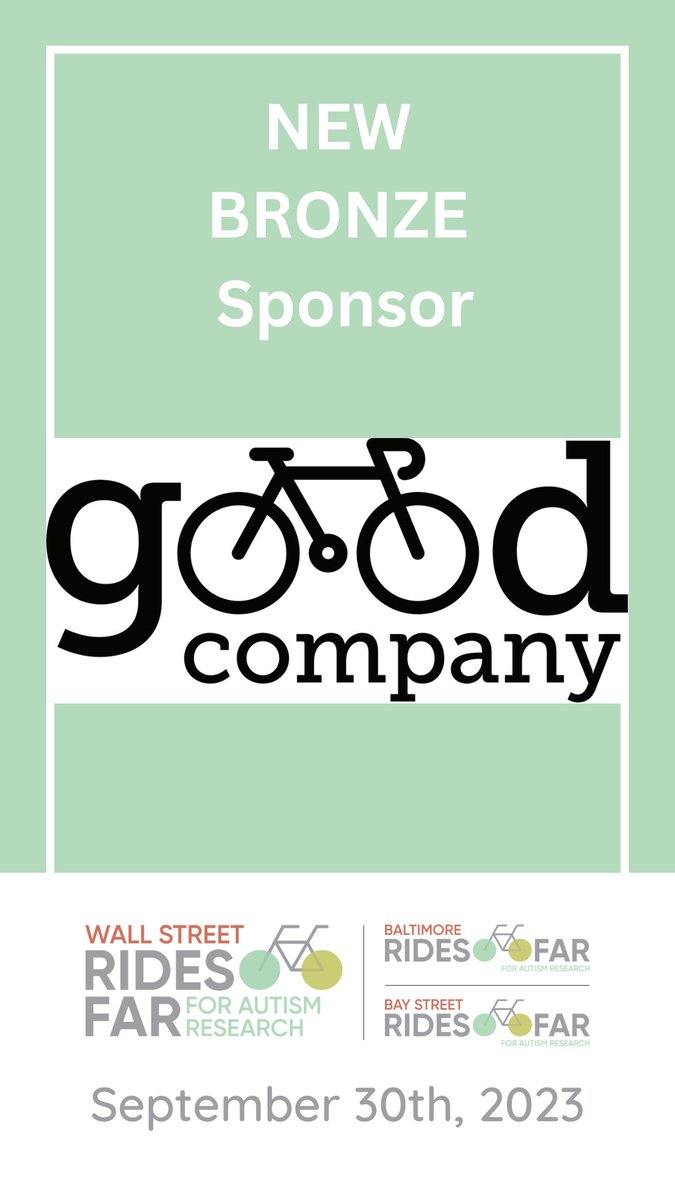Join us in giving a huge thank you to #RidesFAR bronze sponsor, #GoodCompanyBikeClub! Thank you for joining in the @AutismScienceFd mission to fund autism research that ensures those with autism lead fulfilling lives with dignity. See you in 2024!