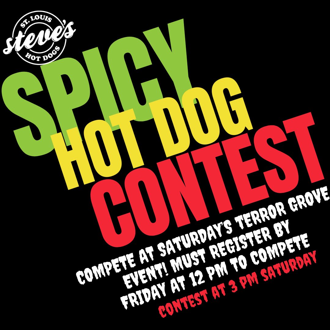 HEADS UP! We're moving Terror Grove Halloween Party with Steve's Hot Dogs &amp; Terror Tacos from a 5 pm start to a 3 pm start to avoid the heavy rains of later evening! Come early for all the fun tomorrow! 3 pm Food Contests - 4 pm Costume Contests, LIVE Music after! Be sure to RSVP
