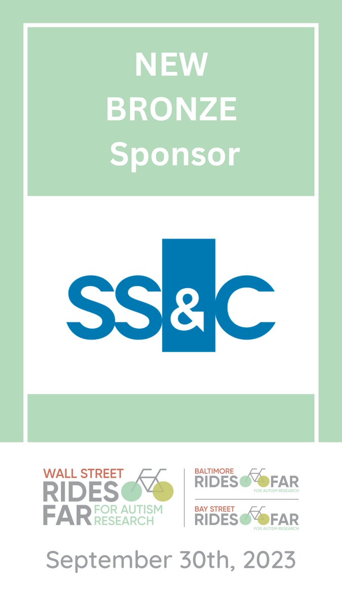 Join us in giving a huge thank you to #RidesFAR newest bronze sponsor, @SSCTechnologies ! Thank you for joining in the @AutismScienceFd mission to fund autism research that ensures those with autism lead fulfilling lives with dignity. See you in 2024!