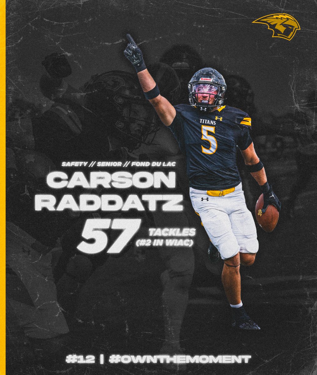 UWOFootball's tweet photo. The 𝟮𝘅 𝐀𝐥𝐥-𝐂𝐨𝐧𝐟𝐞𝐫𝐞𝐧𝐜𝐞 Safety Carson Raddatz has continued to make his presence felt this season.

He has the 𝟮𝗻𝗱 𝗺𝗼𝘀𝘁 𝘁𝗮𝗰𝗸𝗹𝗲𝘀 𝗶𝗻 𝘁𝗵𝗲 𝗪𝗜𝗔𝗖 and is sitting at a career total of 215 total tackles.

#TitanUp | 𝟭𝟮 https://t.co/cQkKKwEhYY