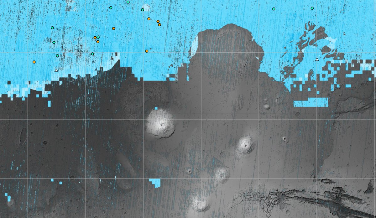 NASA's tweet photo. Ice marks the spot. ❌

The NASA-funded Subsurface Water Ice Mapping project, or SWIM, has developed a map that could help us decide where the first astronauts on Mars should land. The more available water, the less missions will need to bring: https://t.co/h6hKvqkMuV https://t.co/Dckztt1K35