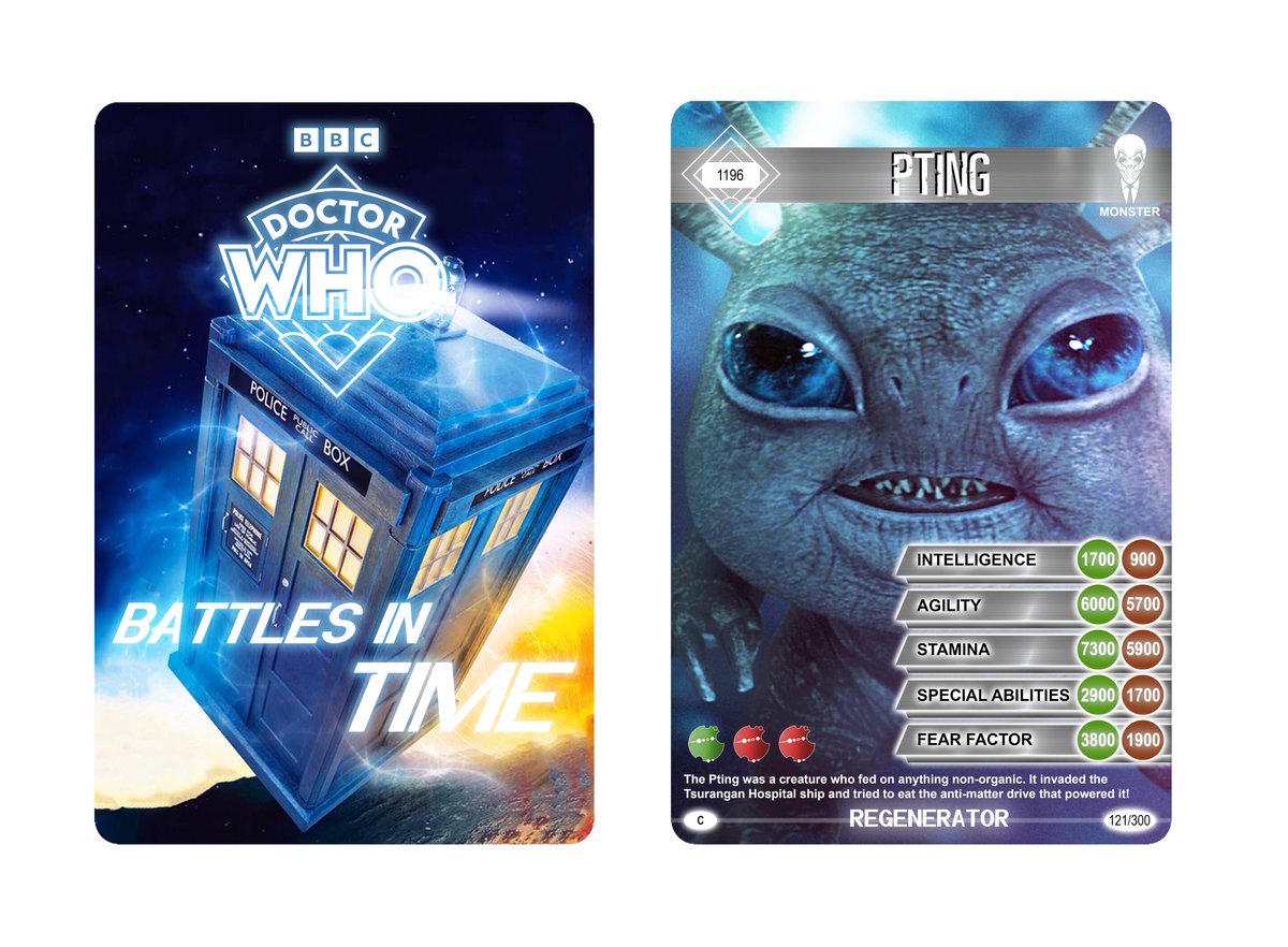 LawrieDesign's tweet photo. Doctor Who Battles in Time
Card 1196: Pting
Regenerator 121/300
#doctorwho #battlesintime #13thdoctor #pting #series11 #jodiewhittaker #tardis #tradingcard #Photoshop https://t.co/SzlYN5ECgm