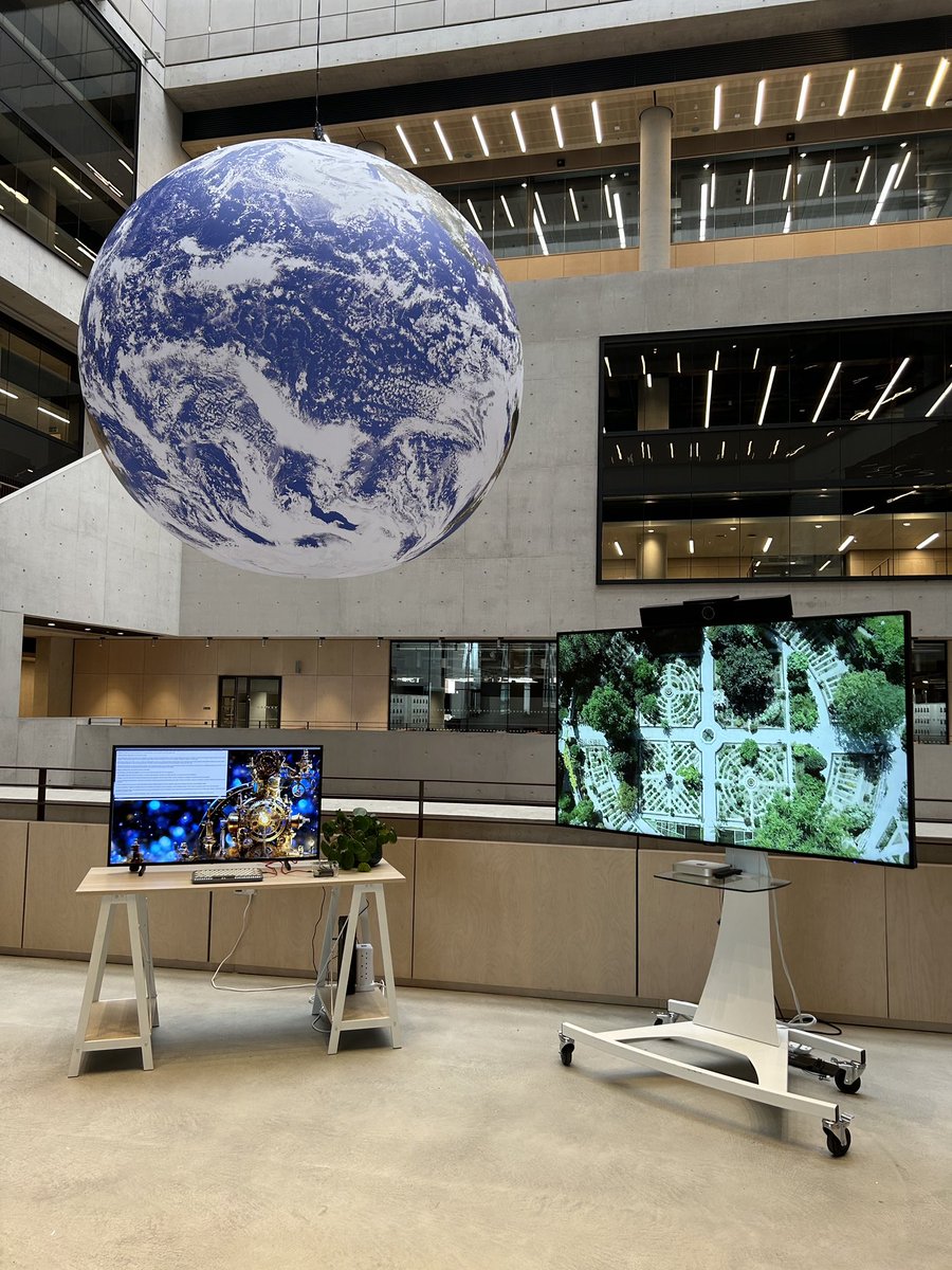 digitalurban's tweet photo. AI is on everyone’s minds as is the decline of our planet Earth. @casaucl invite you to come and consider both via an exhibition featuring @lukejerram Gaia sphere and an interface with an AI that thinks it is the spirit of the Earth itself @UCLEastEngage @leahlovett @digitalurban https://t.co/GQ6HViVmo5