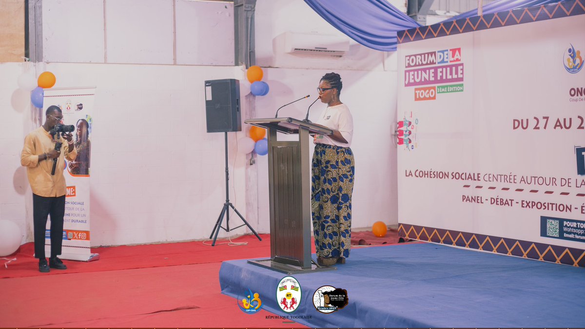 ongcdpcenstg's tweet photo. “Aujourd’hui, nous inaugurons le Forum de la Jeune Fille, où la cohésion sociale et le développement durable se conjuguent au féminin. Ensemble, nous construisons un avenir plus inclusif et prospère.” @FEGnassingbe @SandraA_JOHNSON @YawaKouigan @AbiraBonfoh @LidiBessi @fct228 https://t.co/L5xlkolTFX