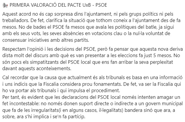 MESxBinissalem's tweet photo. 📢 Compartim la primera valoració del pacte que anunciaren ahir entre Unió per Binissalem i els @SocialistesBini https://t.co/E1FkroYRLJ