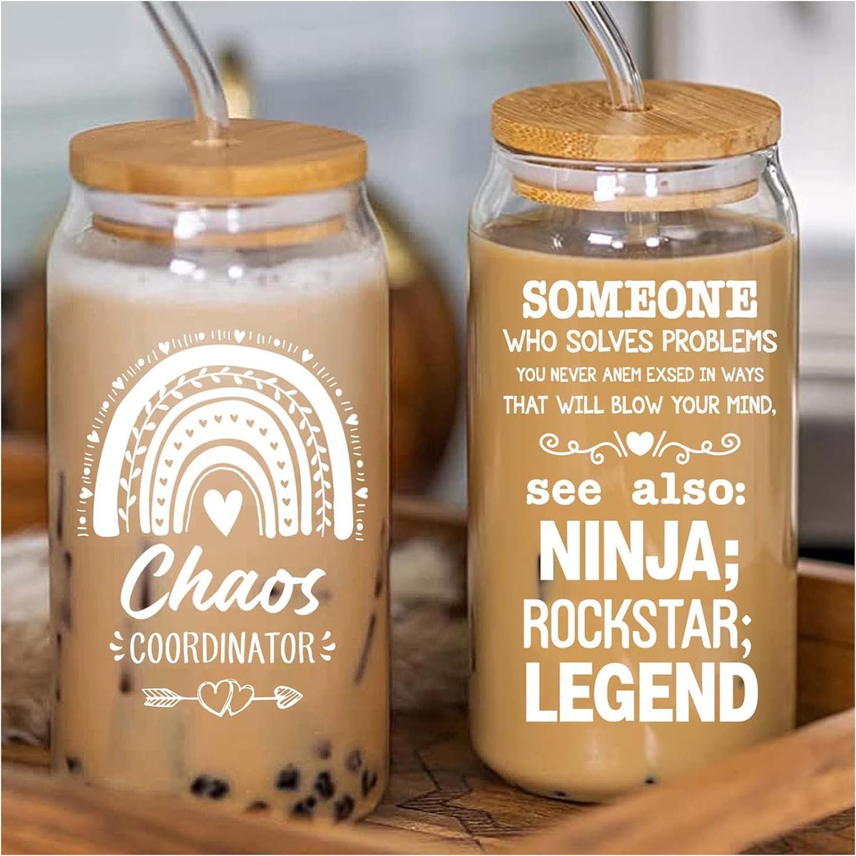 40% OFF - Gifts for Coworkers Women, Chaos Cordinator Glass Tumbler, Unique Gift Idea for Boss, Manager, Teacher - 16 Oz Chaos Coordinator Tumbler With Straw - amzn.to/3Sajcgi