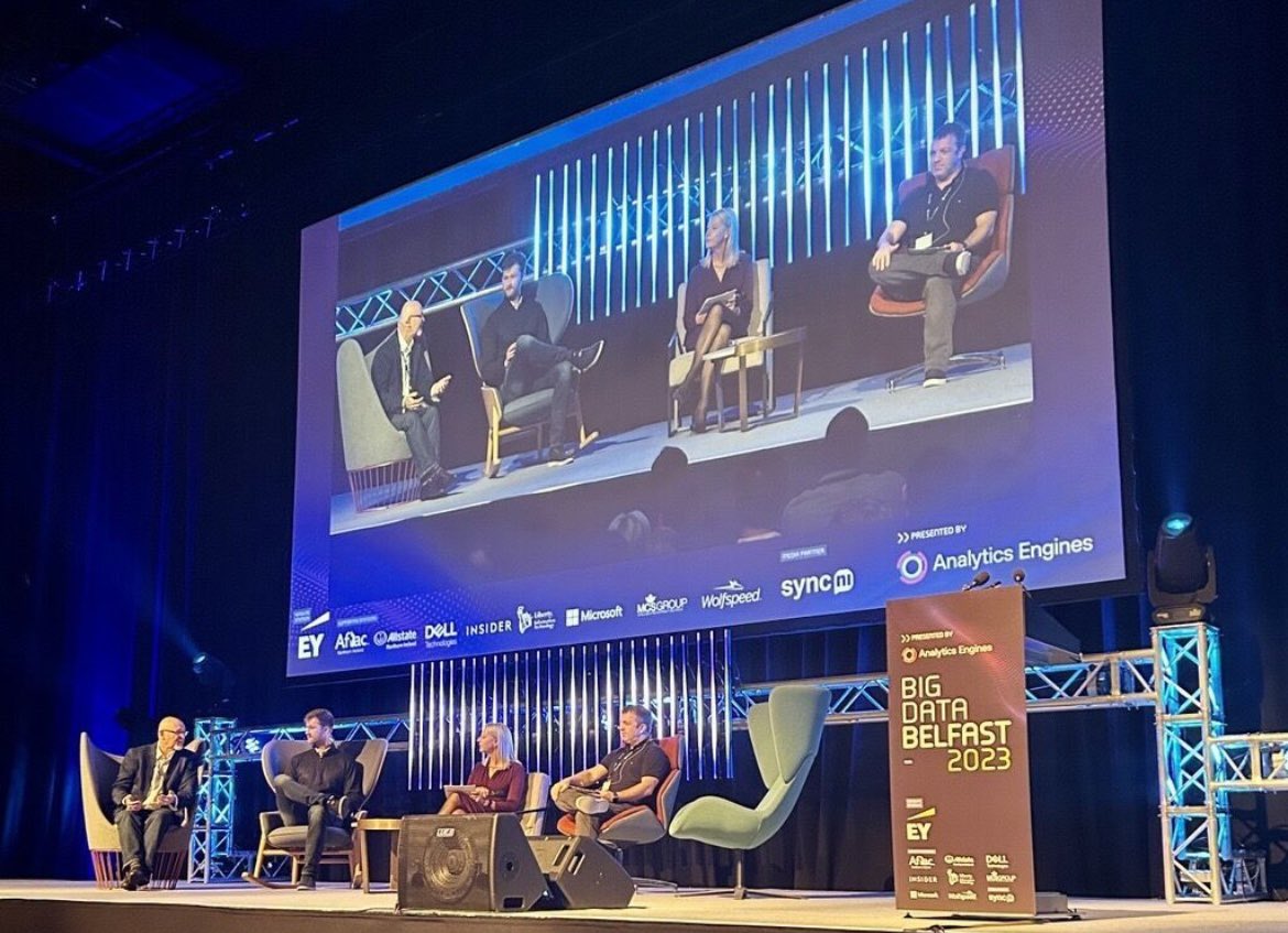 cat456's tweet photo. What an honour it was to moderate a panel discussion at @bigdatabelfast. Hearing such great insights on Gen AI from Jordan McDonald, Kevin Greene and our very own Paul Brook.  A huge congratulations to Aislinn Rice and team for a fantastic event.  #genai #iwork4dell #bdb23 https://t.co/VNNVsq4TqE