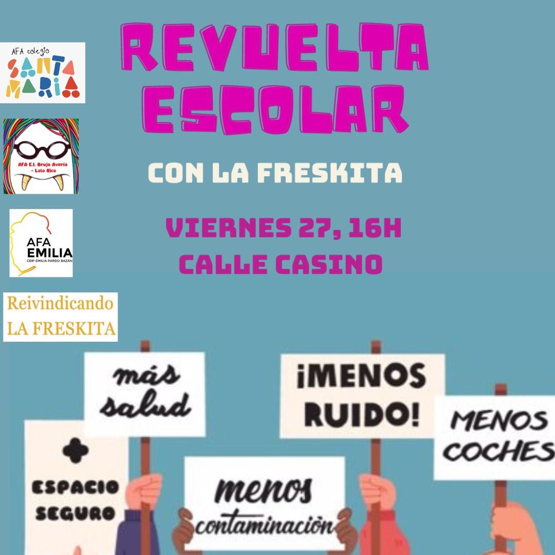 AMPAEmilia's tweet photo. Vuelve la #RevueltaEscolar!!!
Esta vez de la mano de La Fresquita, el refugio climático que necesitamos en #Lavapies 

Por entornos seguros y saludables para nuestros coles 🏫🦖🌳 https://t.co/0Tn9AAD6U8
