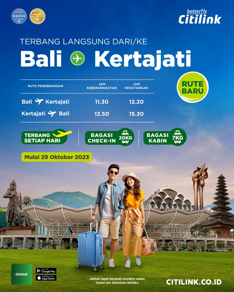 pesonaparnus's tweet photo. Hi Sobat Nusantara! Kabar gembira bagi kamu yang mau jalan-jalan dan berwisata #DiIndonesiaAja mulai tanggal 29 Oktober 2023, Bandara Kertajati udah full beroperasi nih https://t.co/NESLuiSr17