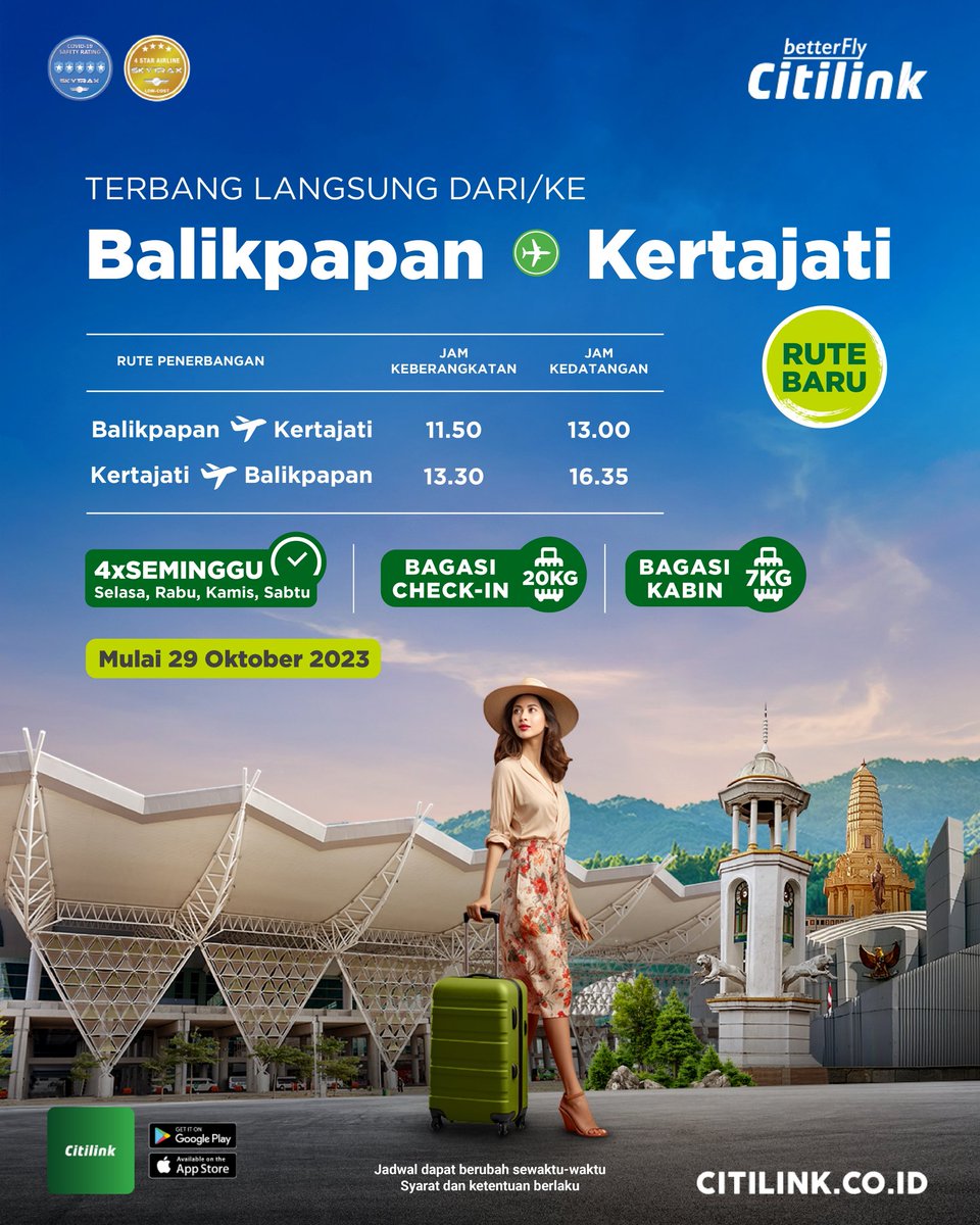 pesonaparnus's tweet photo. Hi Sobat Nusantara! Kabar gembira bagi kamu yang mau jalan-jalan dan berwisata #DiIndonesiaAja mulai tanggal 29 Oktober 2023, Bandara Kertajati udah full beroperasi nih https://t.co/NESLuiSr17