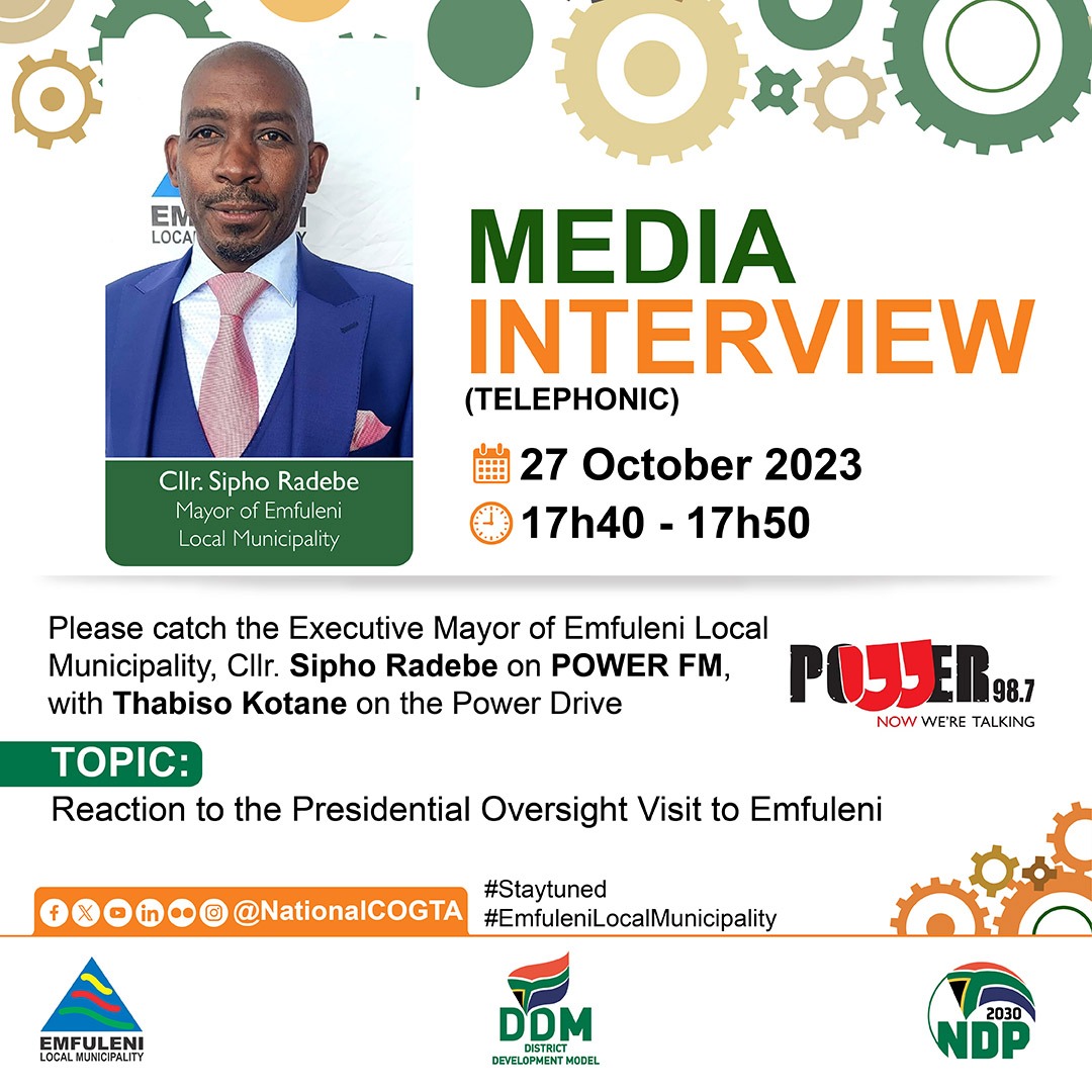 TauParks's tweet image. Following today&apos;s visit, myself and the Executive Mayor of Emfuleni Cllr Sipho Radebe will address questions from #ThabisoKotane on #PowerFM. Tune in from 17h15 and 17h50.
Let&apos;s make Local Government everyone&apos;s Business 
#LocalGovatWork