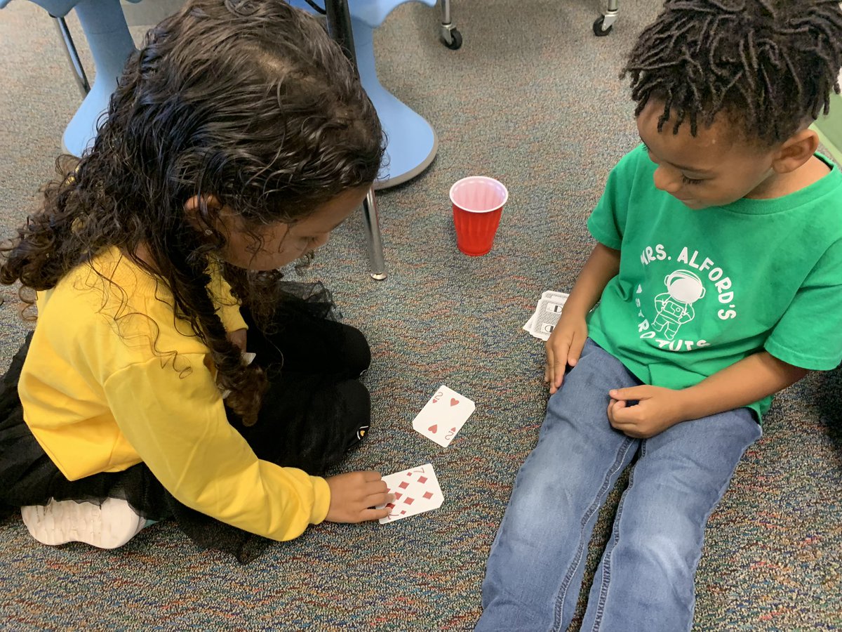 Making real-world connections and playing “War!” to practice comparing quantities with more, less, and equal. Loved the smiles and giggles this morning! ❤️ <a href="/SycamoreCreekES/">Sycamore Creek ES</a>