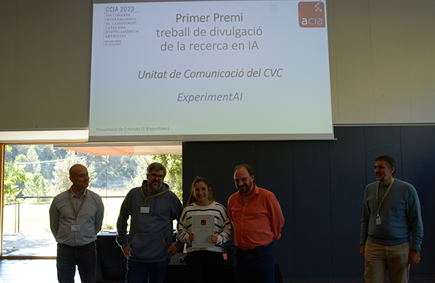CVC_UAB's tweet photo. 🏆El projecte #ExperimentAI del CVC i @FECYT_Ciencia ha rebut el premi de divulgació de la IA de l'@acia_cat durant el #CCIA2023!
ExperimentAI busca divulgar, experimentar i reflexionar sobre la IA a les biblioteques públiques
Moltíssimes gràcies @acia_cat pel reconeixement! https://t.co/DO6pl5zIDj