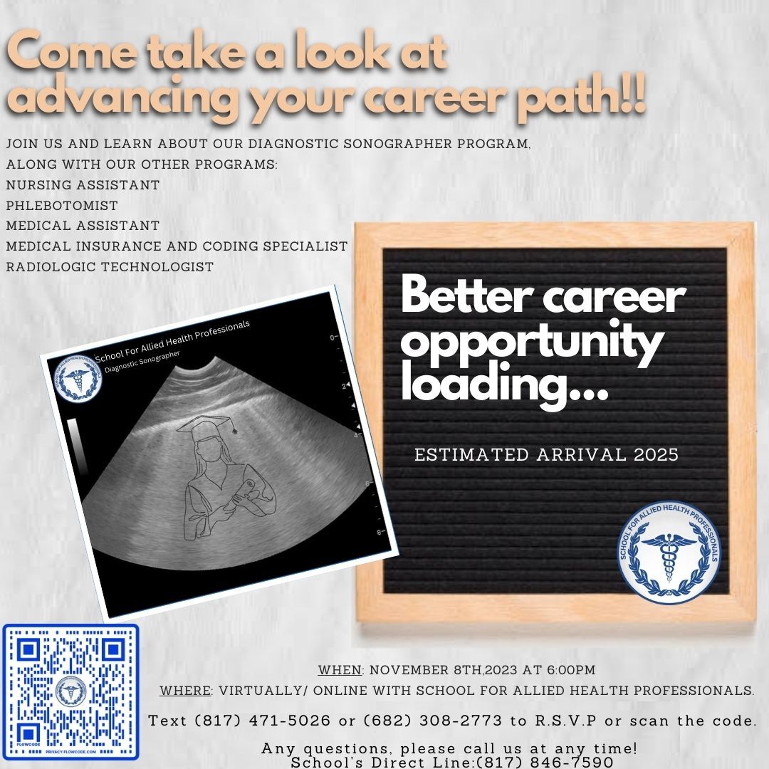 SFAHP_School's tweet image. Let us help you create the path to a successful future in the medical field!
Come learn more about all 5 of our programs and decide which is best for you!
#medicalschool #Nursingassistantprogram #medicalassistantprogram #SFAHP
#Radiologic #Sonographer