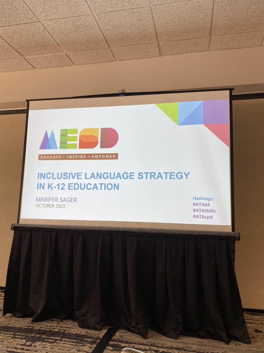 OSingier's tweet photo. This is happening now @MariferSager presenting on Inclusive Language Strategy in K-12 Education @atanet #ATA64 #ATASkills #ATAcpd https://t.co/dJrPNcHGsf