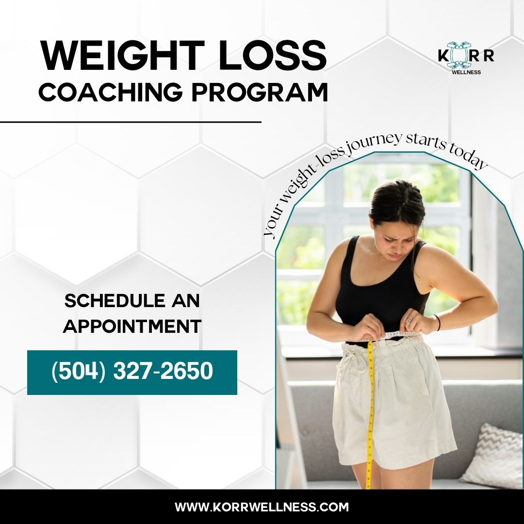 Reach us at (504) 327-2650 to schedule an appointment. It's time to get fit and healthy.

#KorrWellness

#WeightLossJourney #OneOnOneCoaching #FatLoss #SlimmingWorld #WeightLossProfessional #MedicalWeightLoss #ChicagoWeightLoss #NewOrleansWeightLoss #HealthyLiving #DietPlan