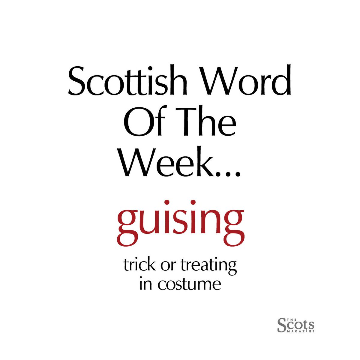 This #ScottishWordOfTheWeek is guising!

Many of you will be taking your children out guising this Hallowe'en, which is essentially dressing up and going trick or treating. 

Discover more about Hallowe'en in Scotland: buff.ly/3Q7P9mN