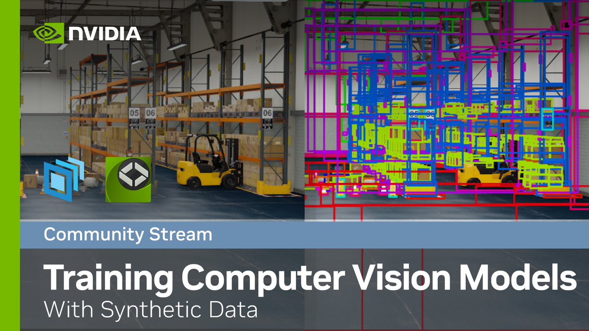 nvidiaomniverse's tweet photo. Watch the replay of this week's livestream on the potential of #SynetheticData when training object detection models on NVIDIA Omniverse replicator.
๐ https://t.co/VOGruGoTbU https://t.co/q8Eg3v1nuZ