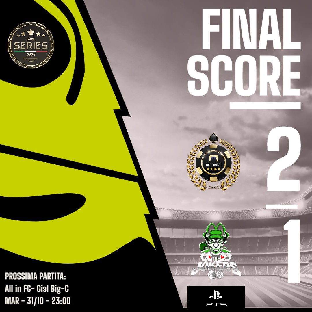 ALL IN FC (@allinfc25) on Twitter photo <a href="/VPLItaly/">VPL Italy 🇮🇹</a> Series vs @TheJokers2023 esordio e vittoria di misura contro un ottima squadra. 3 punti importantissimi per iniziare bene il girone con doppietta di <a href="/nicaldan9/">Coach_Nicaldan</a>! <a href="/RTproclub/">𝚁𝚃𝚙𝚛𝚘𝚌𝚕𝚞𝚋</a> <a href="/HouseOfProClub/">H𝕠𝕦𝕤𝕖 𝕆𝕗 P𝕣𝕠C𝕝𝕦𝕓</a> <a href="/ADeLaurentiis/">AurelioDeLaurentiis</a> #BraviTutti #ProClubItalia <a href="/VPLItaly/">VPL Italy 🇮🇹</a> Series vs @TheJokers2023 esordio e vittoria di misura contro un ottima squadra. 3 punti importantissimi per iniziare bene il girone con doppietta di <a href="/nicaldan9/">Coach_Nicaldan</a>! <a href="/RTproclub/">𝚁𝚃𝚙𝚛𝚘𝚌𝚕𝚞𝚋</a> <a href="/HouseOfProClub/">H𝕠𝕦𝕤𝕖 𝕆𝕗 P𝕣𝕠C𝕝𝕦𝕓</a> <a href="/ADeLaurentiis/">AurelioDeLaurentiis</a> #BraviTutti #ProClubItalia