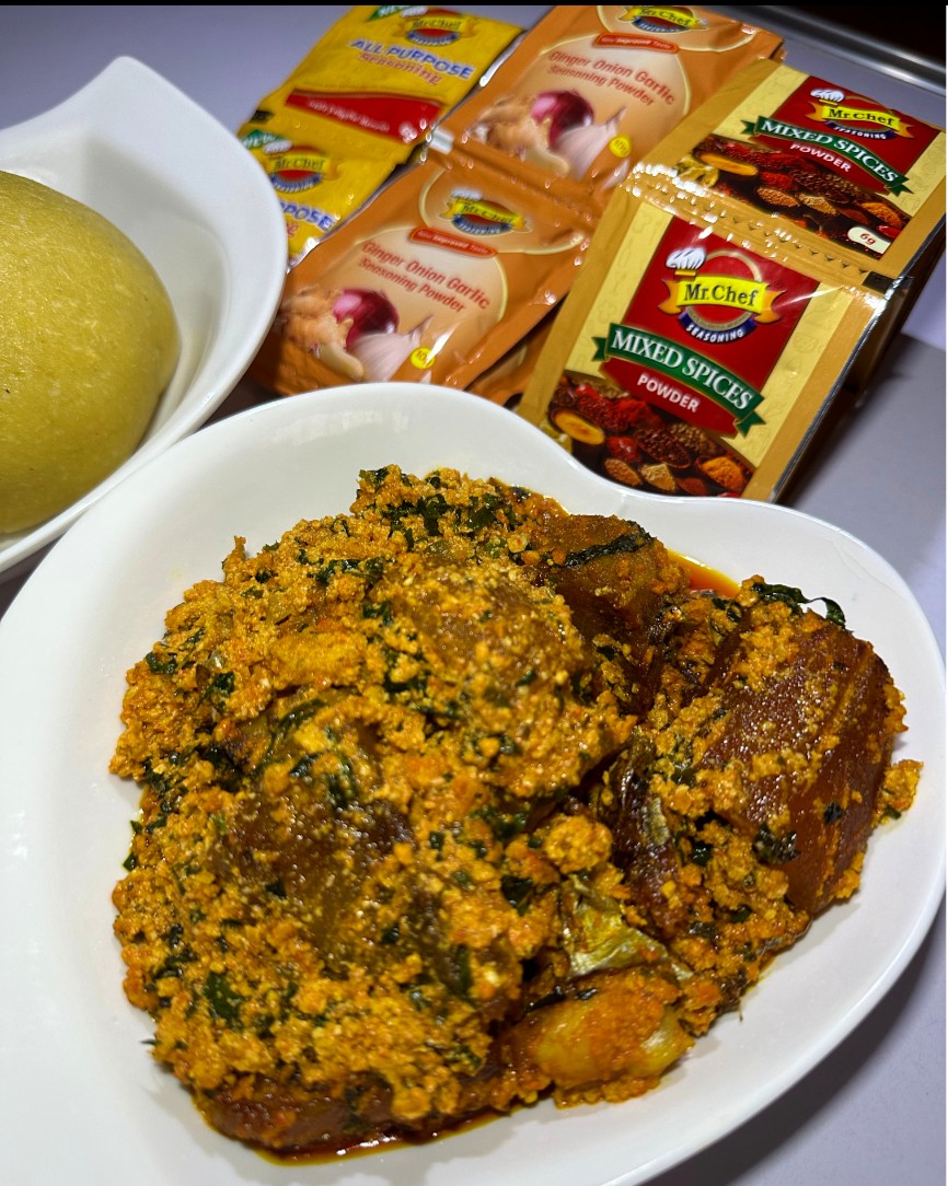 adeshola584's tweet photo. Here’s my entry for Recipe with Mr.Chef. I prepare Egusi Soup using the Star ingredients, Mr.Chef All Purpose Seasoning, Mr.Chef Mixed Spices and Mr.Chef Ginger, Onion and Garlic for that great taste and creating a delightful memories.
#RecipeWithMrChef @Mrchefseasoning https://t.co/8jUTN7DTUm