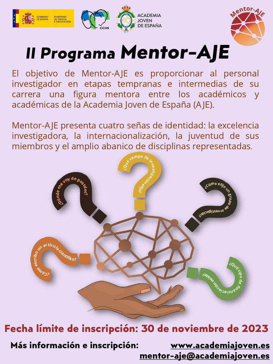 La <a href="/academia_joven/">Academia Joven de España</a> lanza de nuevo su programa Mentor-AJE

Más información: acortar.link/hHE1qz