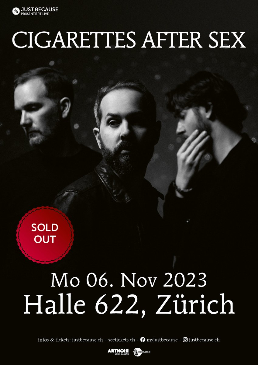 𝚆𝙸𝙽 𝚃𝙸𝙲𝙺𝙴𝚃𝚂
Die Musik von <a href="/CigsAfterSexx/">Cigarettes After Sex</a> schafft es, Emotionen zu erzeugen, die nur in romantischsten Filmen zu finden sind. Für die ausverkaufte Show am Mo 6. November in der #Halle622 Zürich verlosen wir 2x2 Gästelistenplätze.
➡️ stadtkonzerte.ch/raffles/ticket…