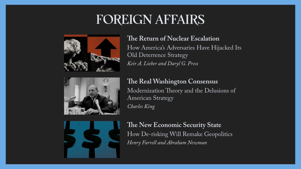 Have you picked up the most recent edition of @ForeignAffairs? We were excited to see three of our faculty—Charles King, Keir Lieber+Abraham Newman—featured! Congrats to our SFS faculty for their thought-provoking contributions! Read these articles at sfs.georgetown.edu/news