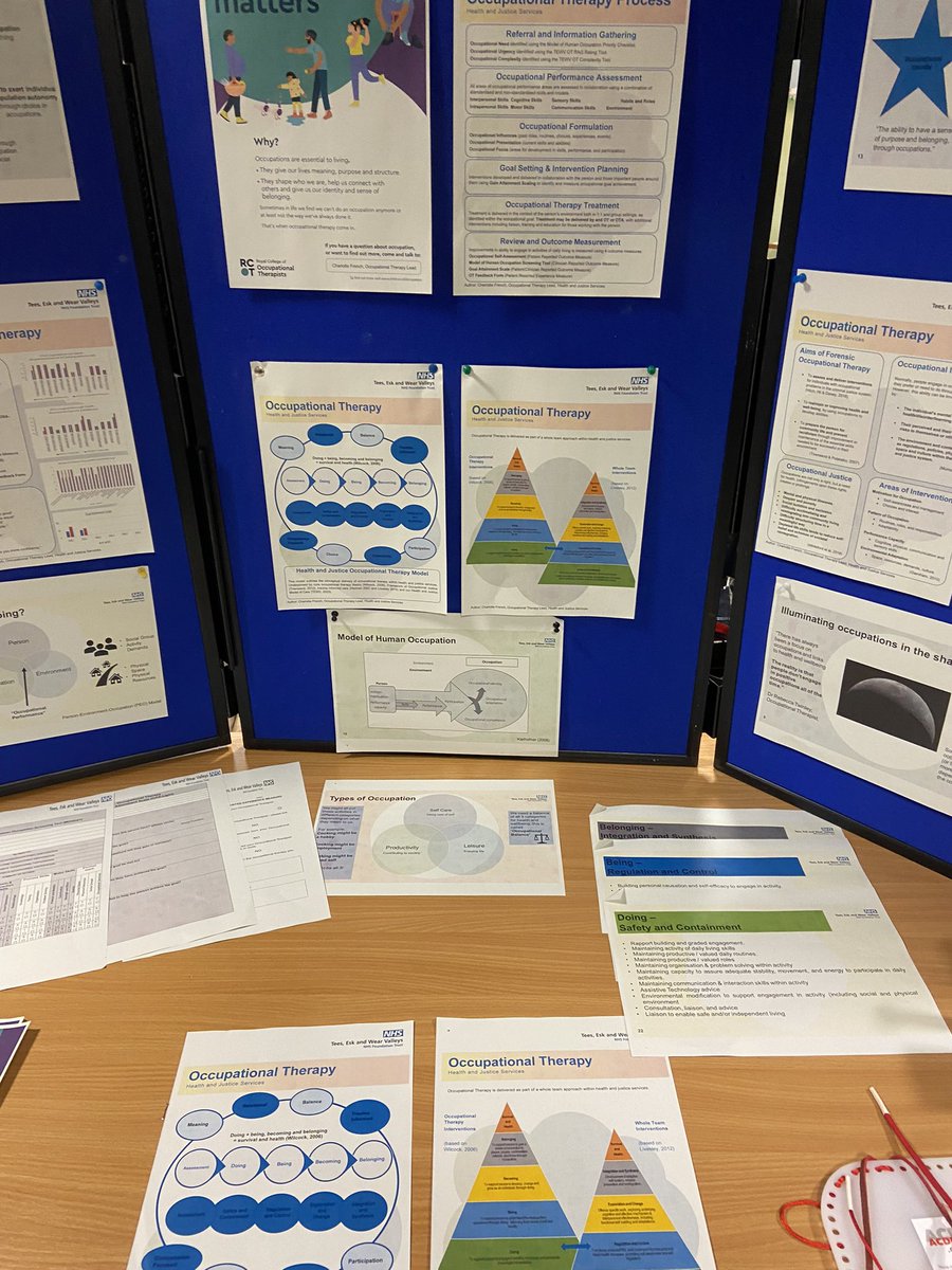 charfrenchOT's tweet photo. Fab day at our Health and Justice Event showcasing prison, rehab and community services. Our Occupational Therapy stall highlighted how we support people to “do, be, become and belong” through OT and the importance of “occupationally just” environments to allow this to occur. https://t.co/0btEx91ogj