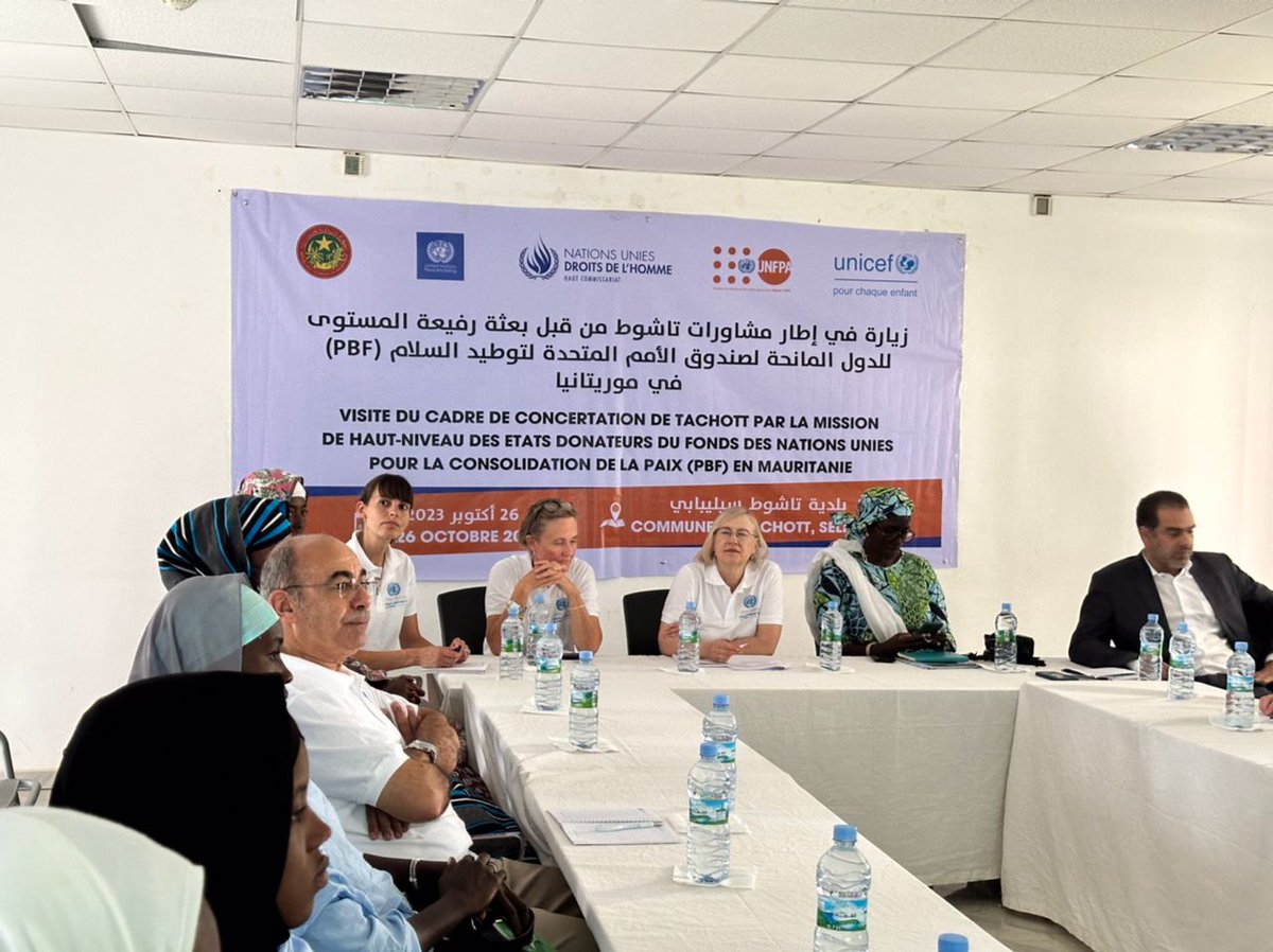 UNPeacebuilding's tweet photo. The @UNPeacebuilding Fund partner delegation meets with the communities in Sélibaby🇲🇷.
Together w/ @UNHumanRights @UNICEF @UNFPA  we are helping strengthen access to civil status, conflict prevention, and reduce land exploitation for women and youth. https://t.co/81Yp6Y4p0v