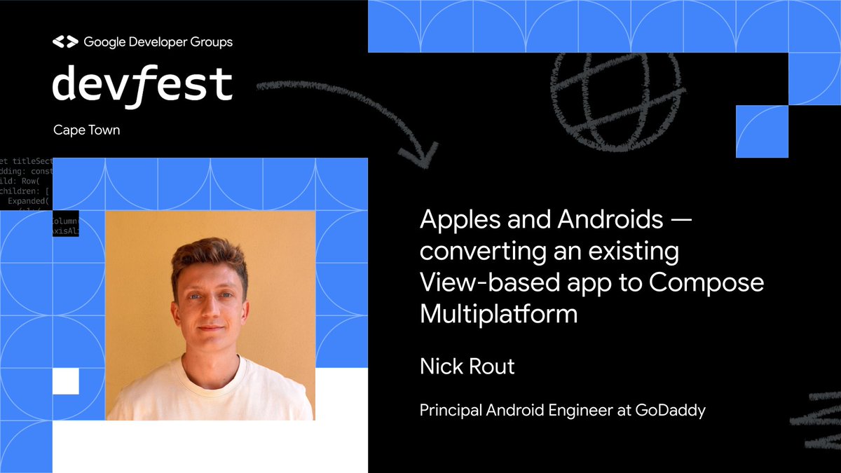📢 Introducing #DevFestCTSpeakers2023:Nick Rout @ricknout! 📱Principal Android Engineer @ GoDaddy. 🛠️ Dive into 'Apples & Androids' - a deep dive into Compose Multiplatform transformations. Join & uncover the tech magic! #ComposeMultiplatform #DevFestCT23