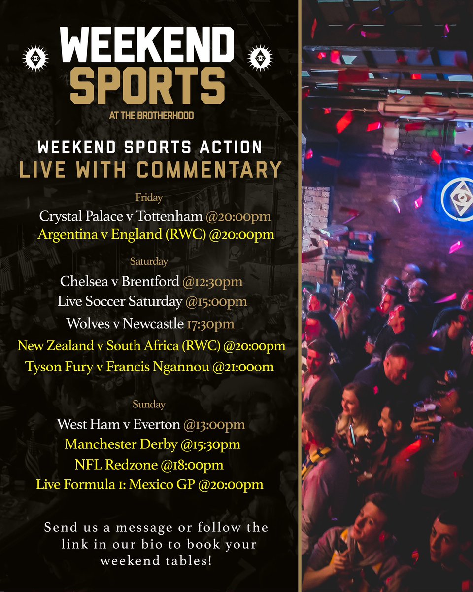 Join us this weekend for all of your favourite live sports!🤩 

Walk-ins will be available all weekend on a first come, first served basis!