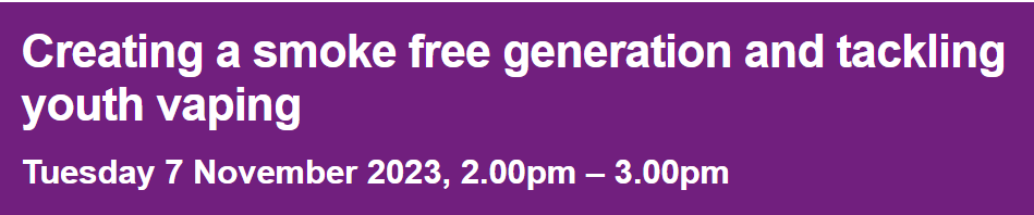 LGAWellbeing's tweet photo. 🗣️Are you a councillor or do you work in local government?  Join us for a webinar with CMO Prof. Chris Whitty who'll discuss the govt’s latest announcements on creating a smokefree generation &amp; tackling youth vaping ⤵️

https://t.co/MmaprfTT4Q https://t.co/Slf9l249p5