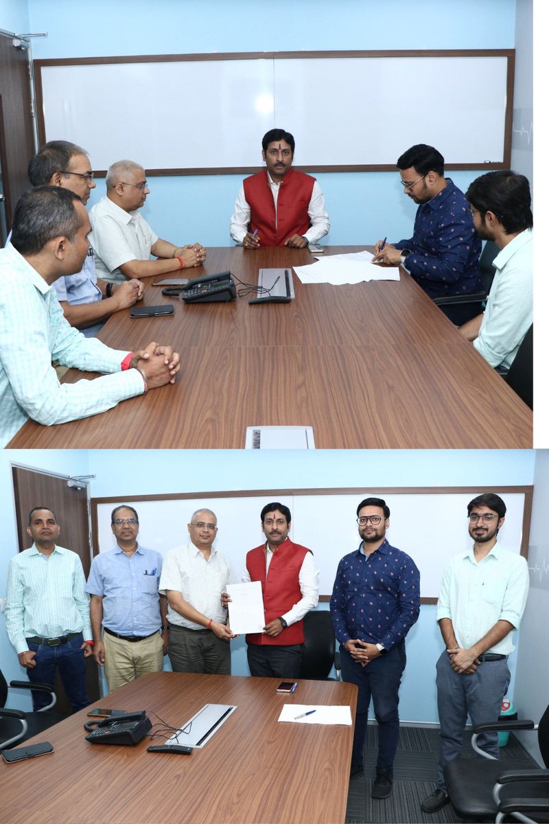 MedTechCoE's tweet image. #Heathtech startup M/S Amrit MedTech  Pvt Ltd, working towards “AI based diagnostic ” signed an agreement for onboarding with #STPIMedTechCoE at SGPGI Lucknow.@arvindtw @purnmoon @s_subodh @prvdwivedi